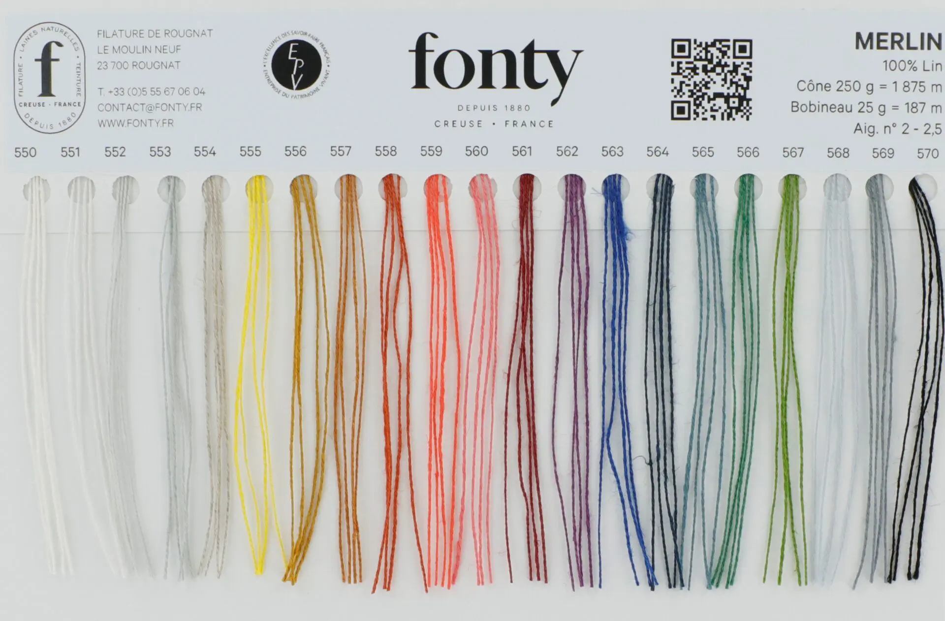 Merlin Bobineau Fonty wzornik kolorów