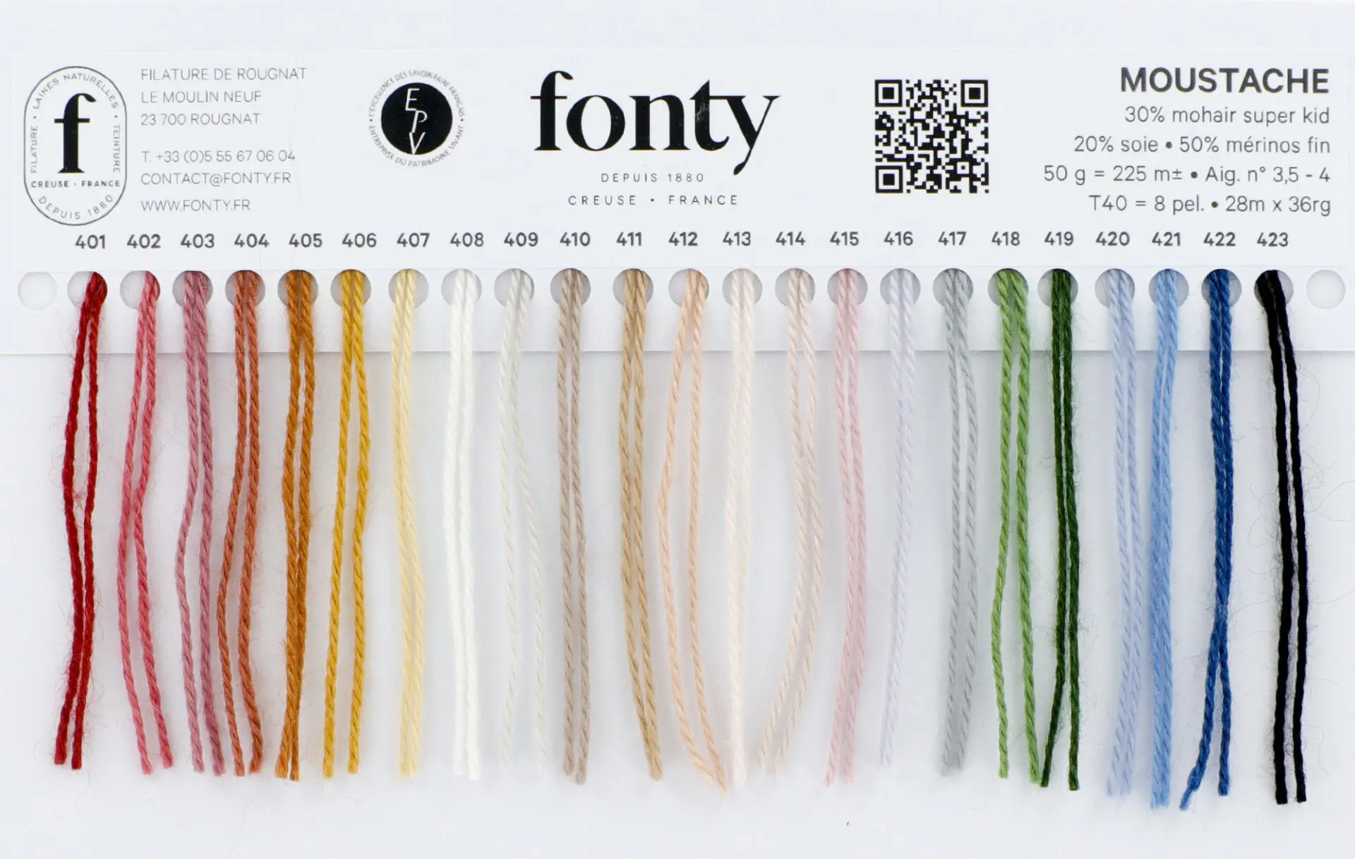 Moustache Fonty wzornik kolorów