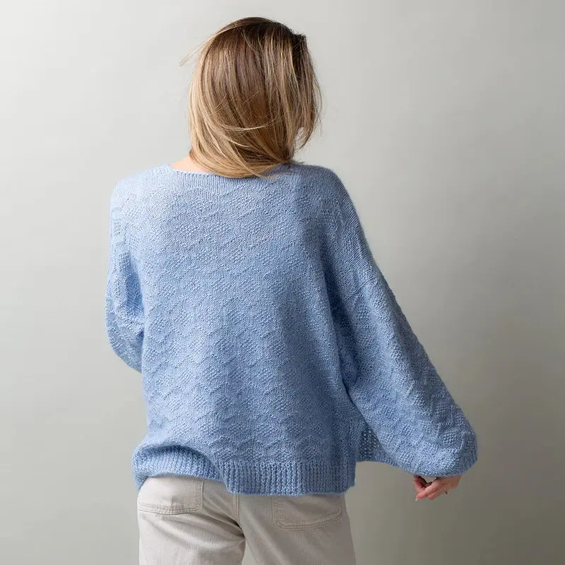 Kardigan Diamond Breeze zestaw na druty wzór z włóczką