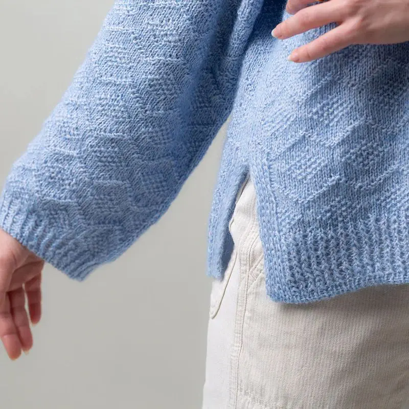 Kardigan Diamond Breeze zestaw na druty wzór z włóczką