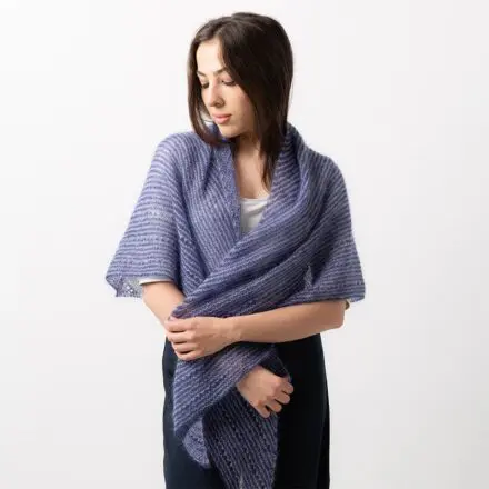 Pascuali Striped Feather Shawl wzór na druty z włóczką Mohair Bliss