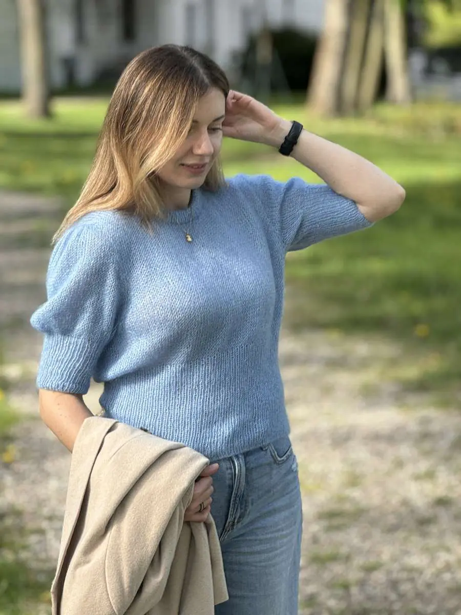 Bliss Puff Blouse wzór z włóczką