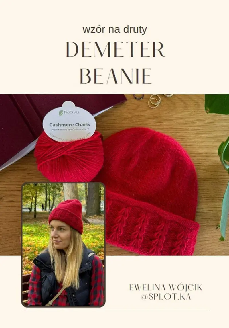 Demeter Beanie zestaw wzór na druty z włóczką