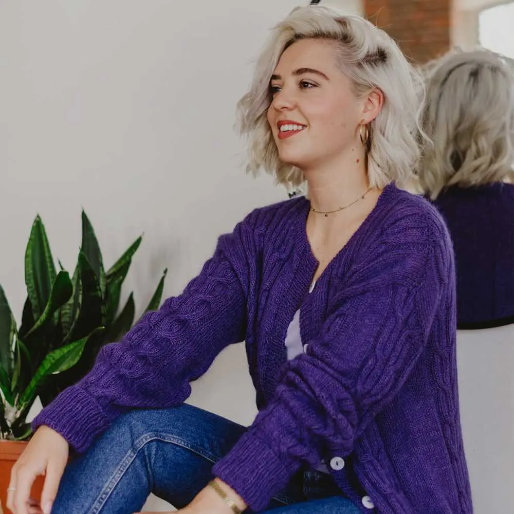 Kardigan YOLDA wzór z włóczką natural