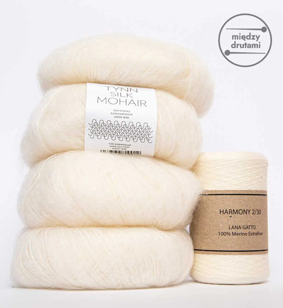 Zestaw włóczek na sweter moher + cienkie merino