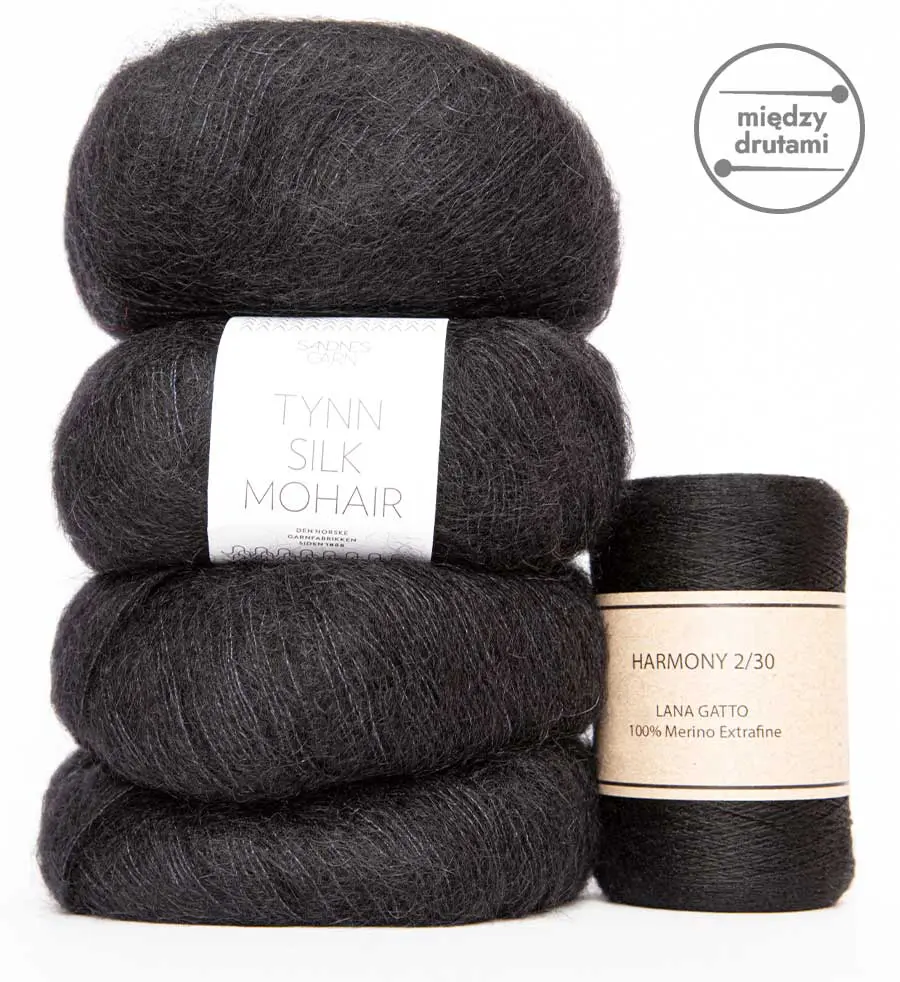 Zestaw włóczek na sweter moher + cienkie merino