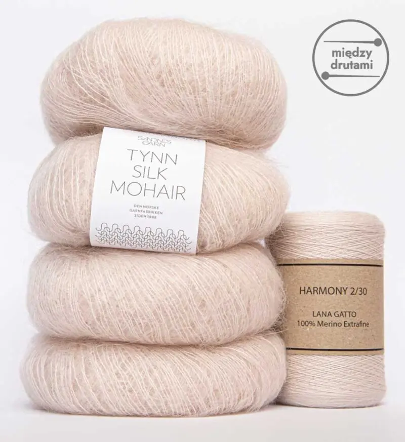 Zestaw włóczek na sweter moher + cienkie merino