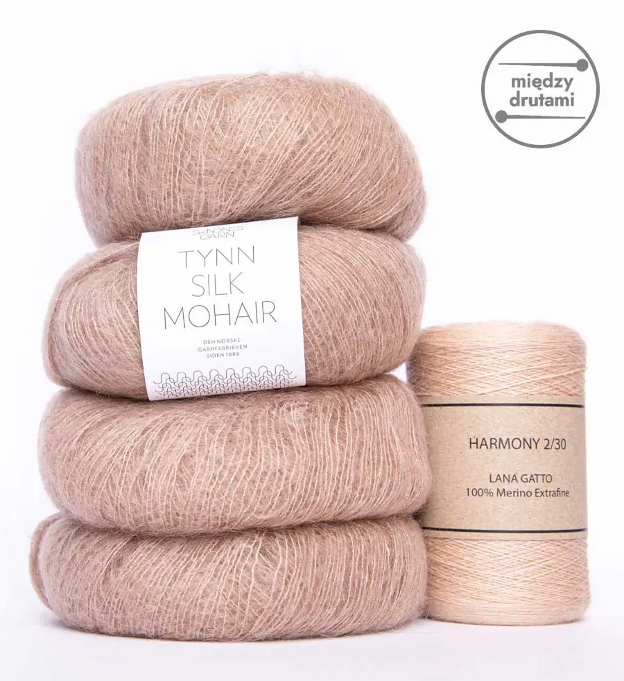 Zestaw włóczek na sweter moher + cienkie merino