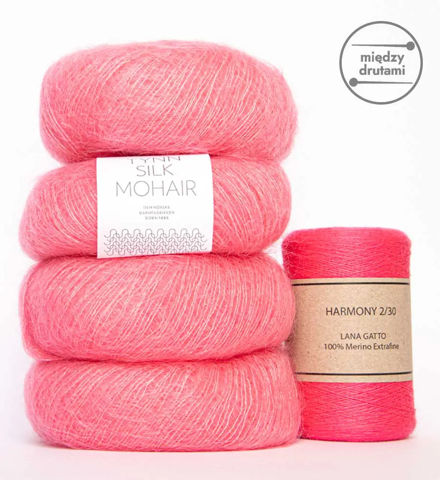 Zestaw włóczek na sweter moher + cienkie merino