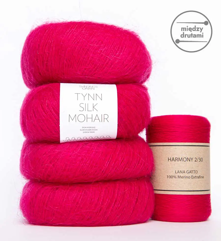 Zestaw włóczek na sweter moher + cienkie merino