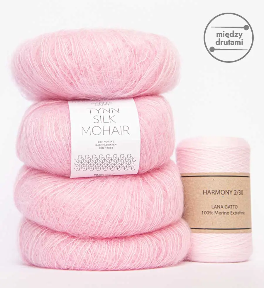 Zestaw włóczek na sweter moher + cienkie merino