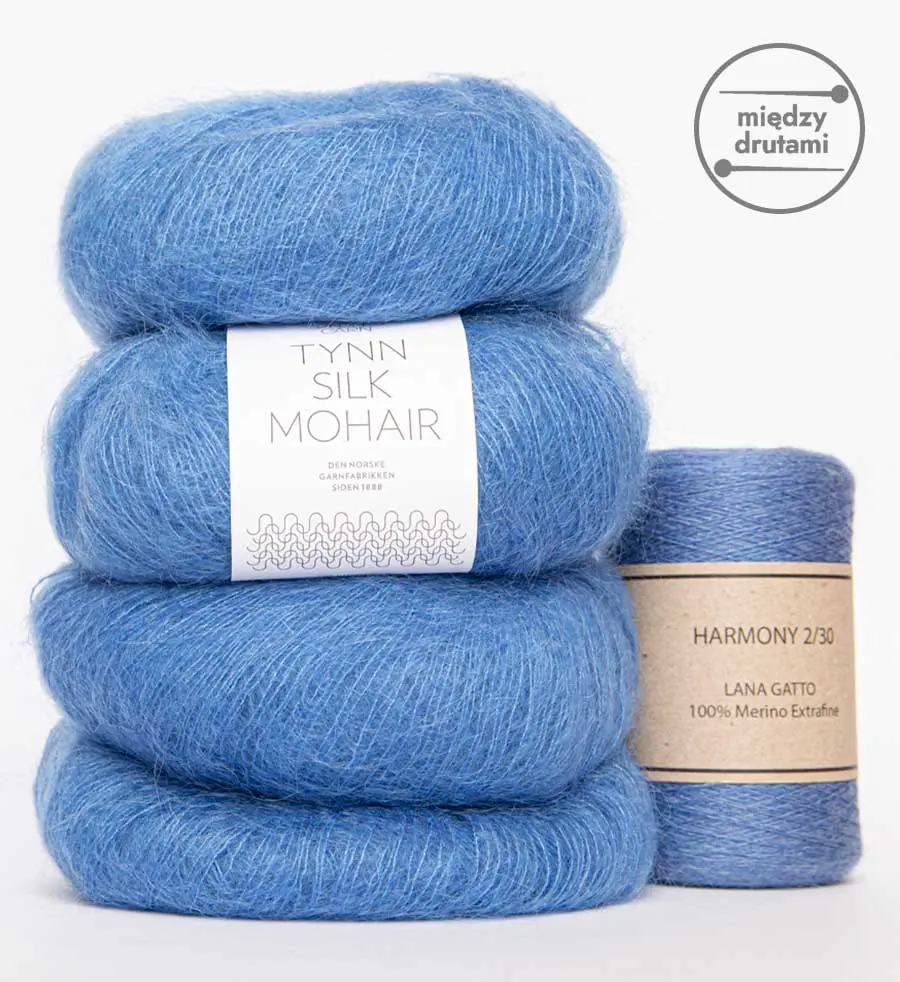 Zestaw włóczek na sweter moher + cienkie merino