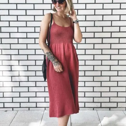 Sukienka MY PEONY DRESS wzór z włóczką