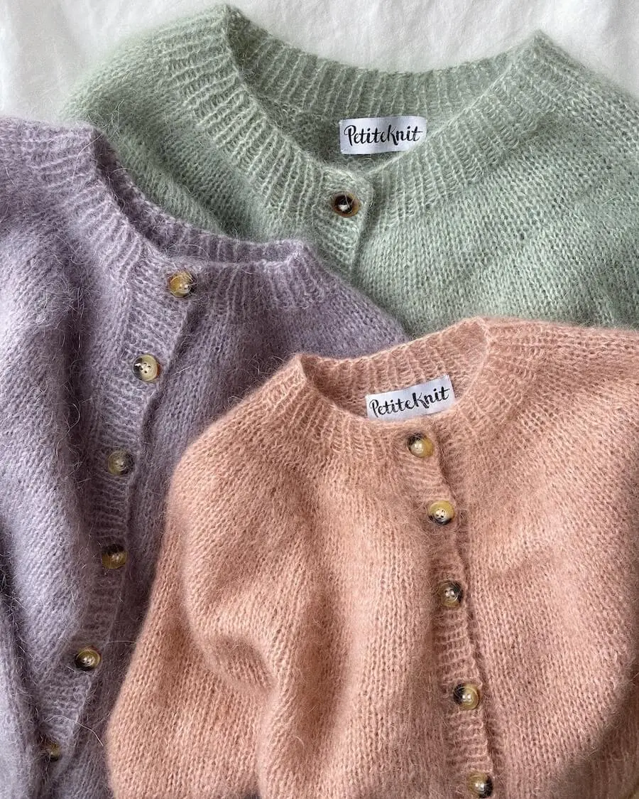 PetiteKnit wzory Novice Cardigan mohair