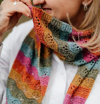 Justyna Lorkowska Chevronette szal z włóczki mYak Baby Yak Silk