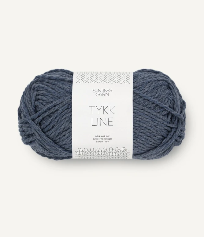 Tykk Line gruba włóczka bawełniana z lnem Sandnes Garn w kolorze niebiesko szarym ciemnym 6061