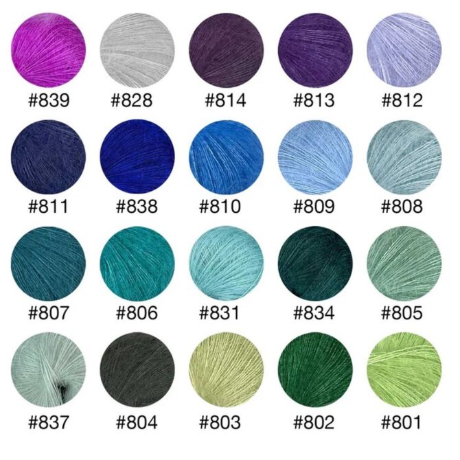 Paleta kolorów włóczki moherowej Mohair Bliss