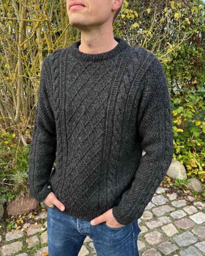 PetiteKnit Moby Man Sweater wzór na męski sweter do robienia na drutach
