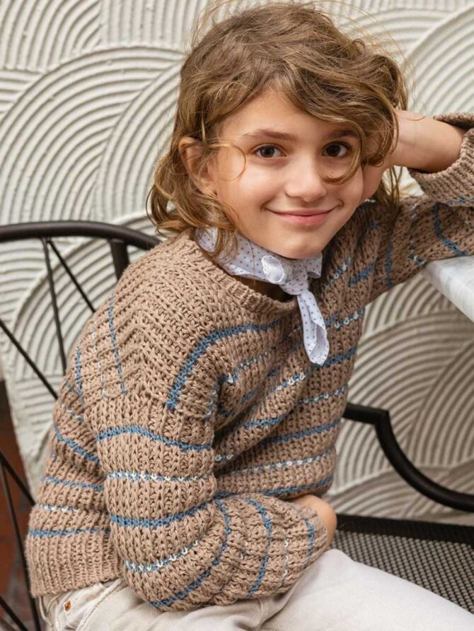Sebbe Sweater Junior 2405-03 sweter dla dziecka w paski