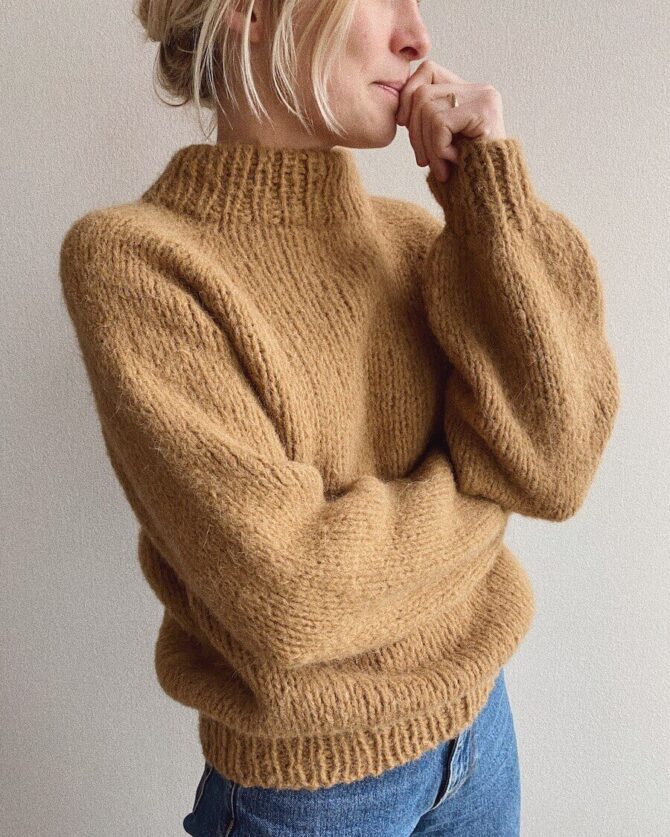 Louisiana Sweater PetiteKnit Alpaka Borstet kolor brązowy