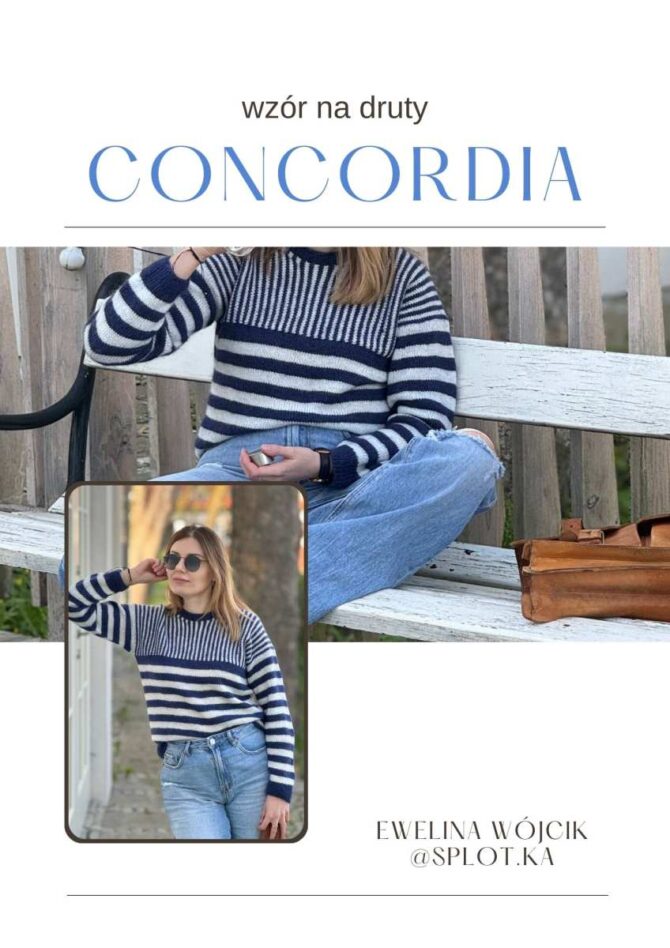 Concordia wzór z włóczką na sweter w paski z włóczki Pinta od Pascuali oraz Mohair Bliss