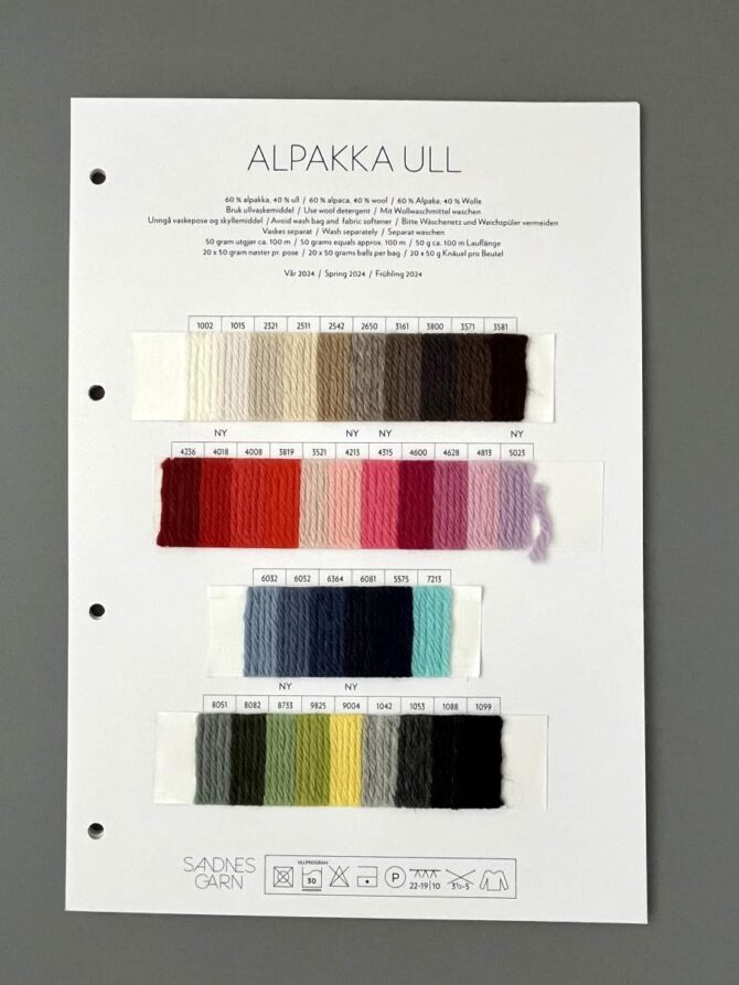 Alpakka Ull wzornik kolorów Sandnes Garn