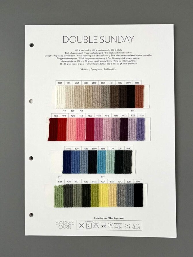 Sandnes Garn Double Sunday wzornik kolorów