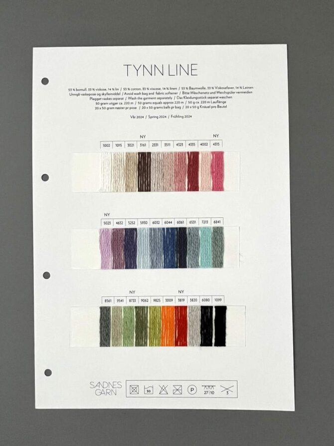 Sandnes Garn Tynn Line wzornik kolorów