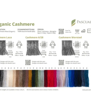 Organic Cashmere Pascuali wzornik kolorów