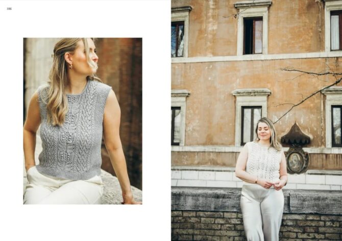 Summer Knits Sari Nordlund książka dziewiarska ze wzorami na druty. Przepięne wzory na lato inspirowane Rzymem