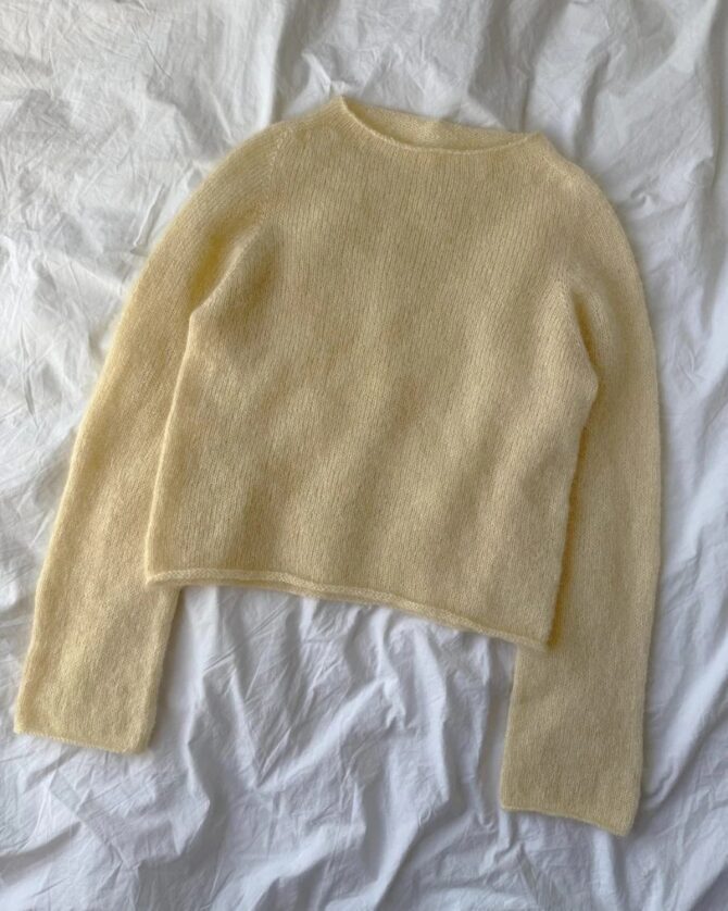 PettieKnit Ivy Blouse wzór na druty na moherowy sweter mgiełka