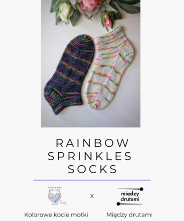 Rainbow Sprinkles Socks wzór na druty z włóczką Short Rainbow Socks