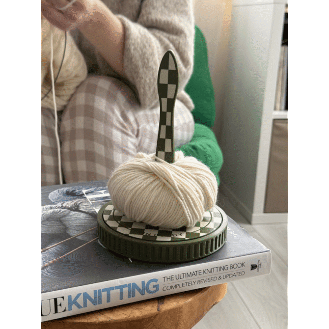 The Knitting Box Spin Buddy Szach-mat w szachownicę kolor soczysta zieleń