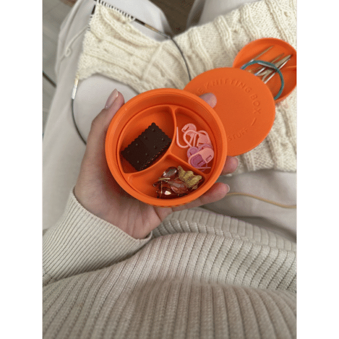 The Knitting Box Macaron Mini Knitting Stuff Organizer organizer na akcesoria dziewiarskie kolor mandarynka