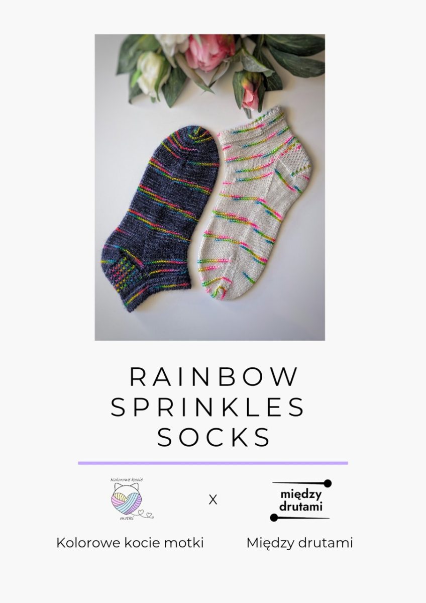 Rainbow Sprinkles Socks wzór na druty z włóczką