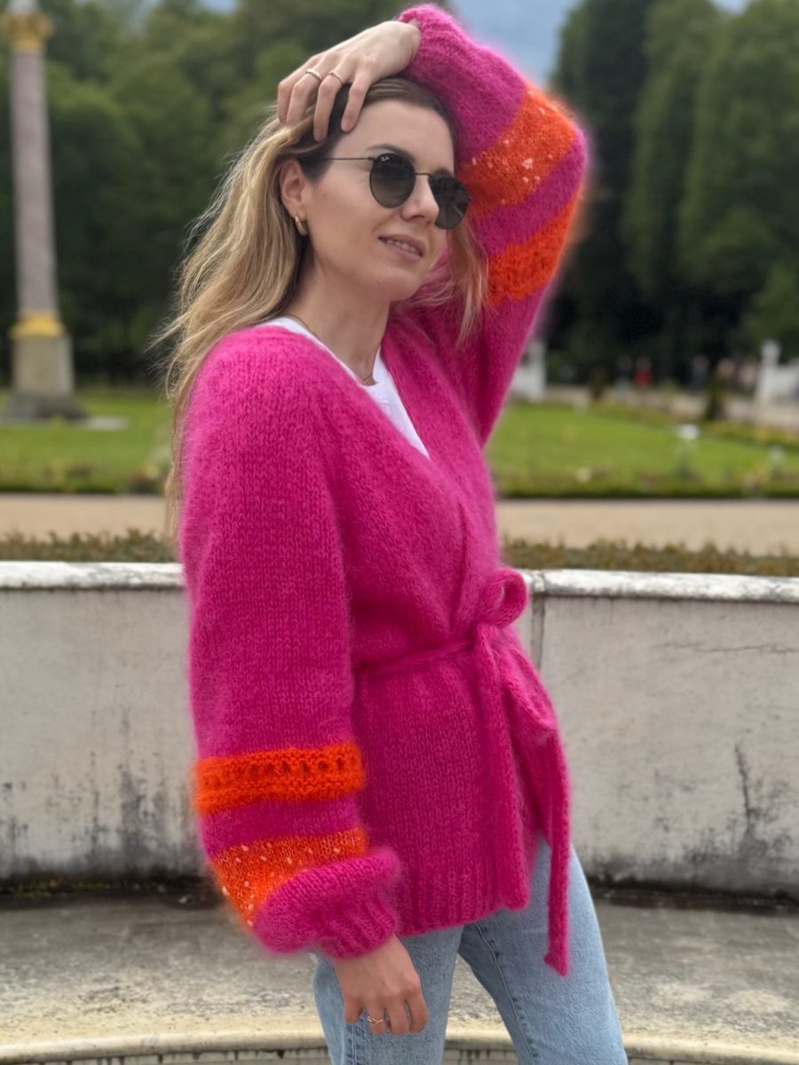 Kimono wzór na druty z włóczką Ombelle Fonty