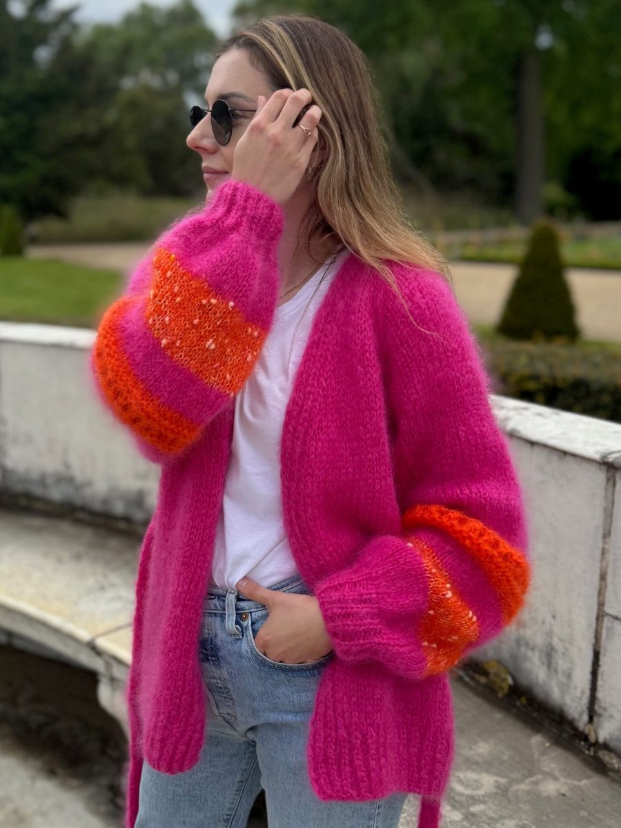 Kimono wzór na druty z włóczką Ombelle Fonty