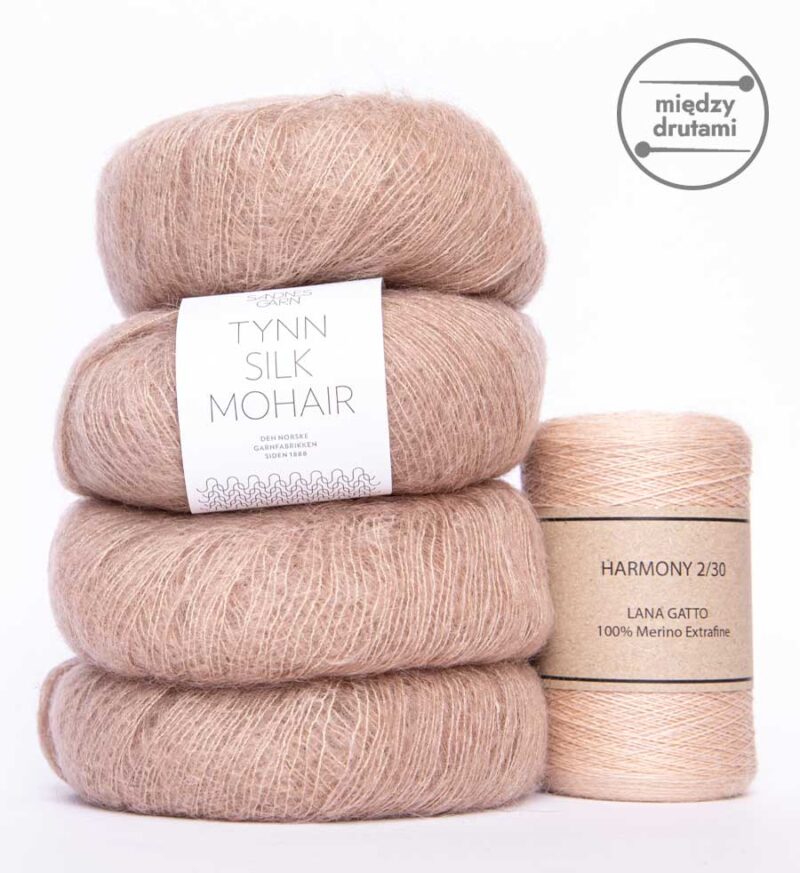 Zestaw włóczek na sweter moher + cienkie merino